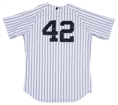 2012 Mariano Rivera Game Used Yankees Home Jersey – Photo Matched Career Win # 76 and Save # 608 (Steiner LOA, MLB Authenticated & Resolution Photomatching)